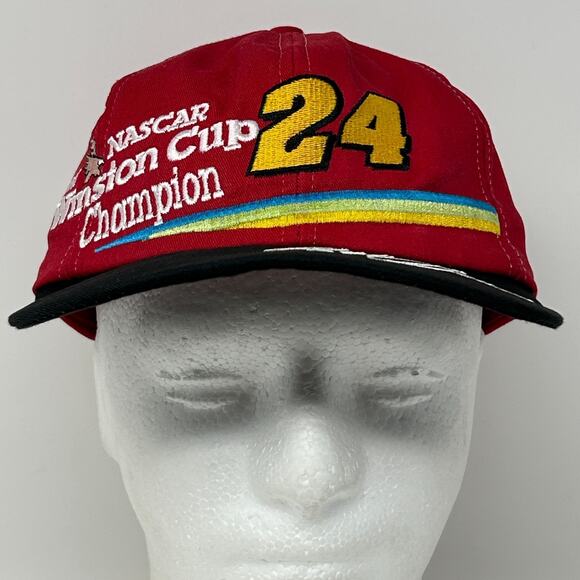 Vintage 90s NASCAR Jeff Gordon Hat Baseball Cap 1995 Winston Cup Snapback Red - Picture 2 of 11